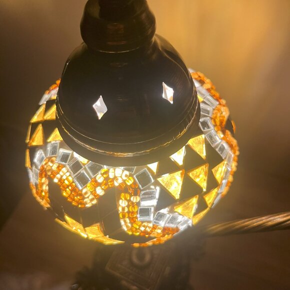 Mosaic Table Lamp White  Bedside Lampshade Light - Picture 13 of 14